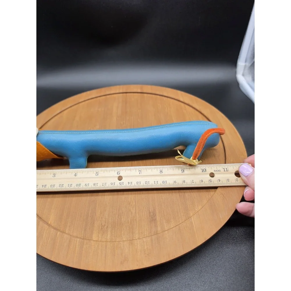 Vintage‎ Dakin Dream Pets Blue Faux Leather Dachshund with Chef Hat Weiner Dog